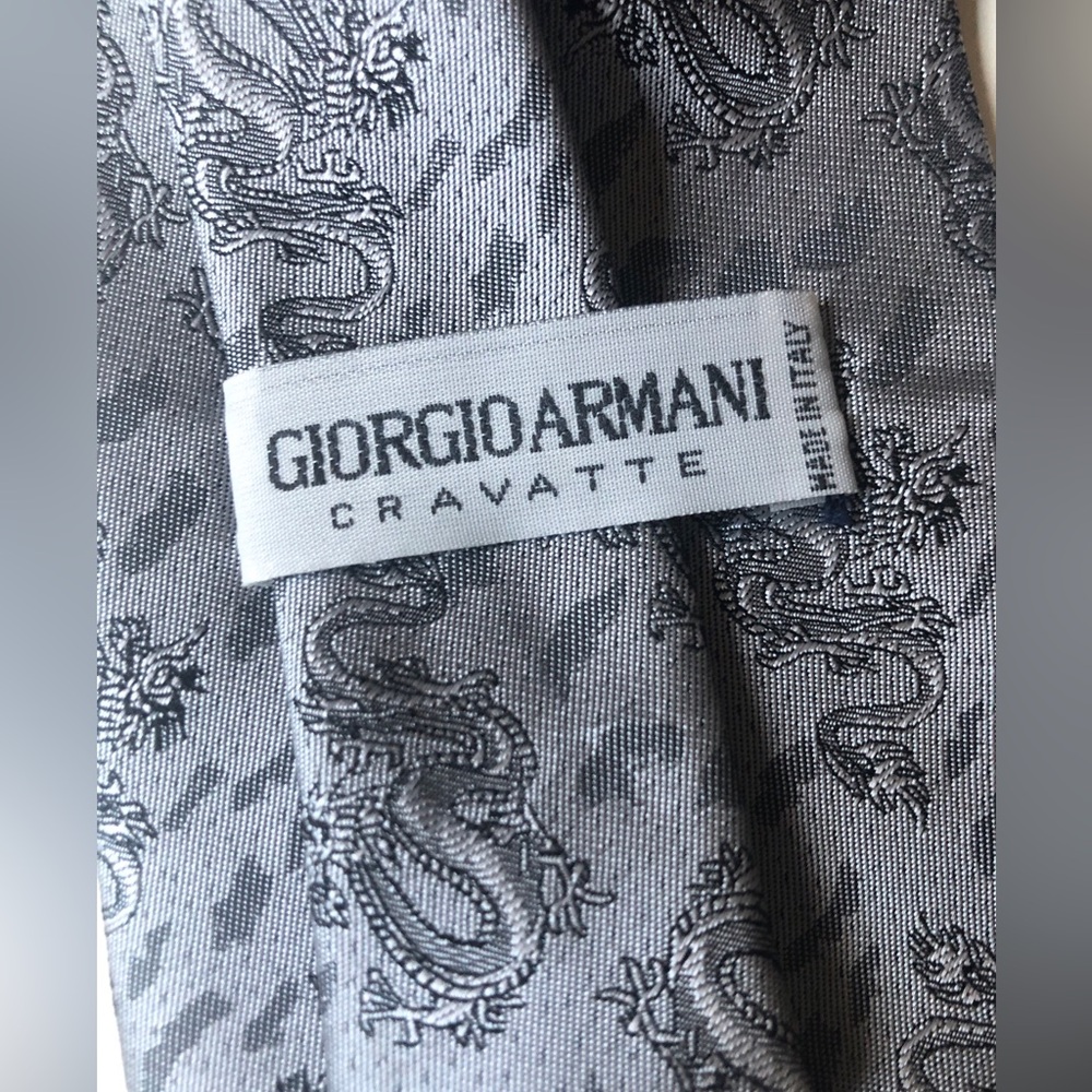 Giorgio Armani silk tie silver with dragons